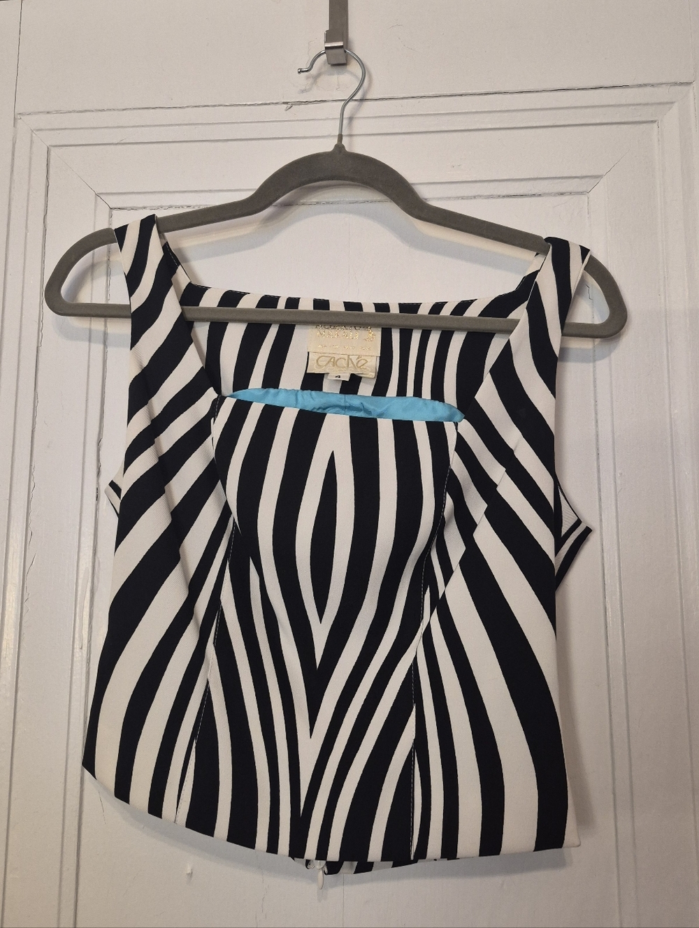 RARE True Vintage Y2K GRAIL Alberto Malaki Caché Corset Cut Zebra Print Tank.